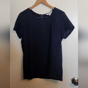 Market & Spruce Midnight Blue Lace Top